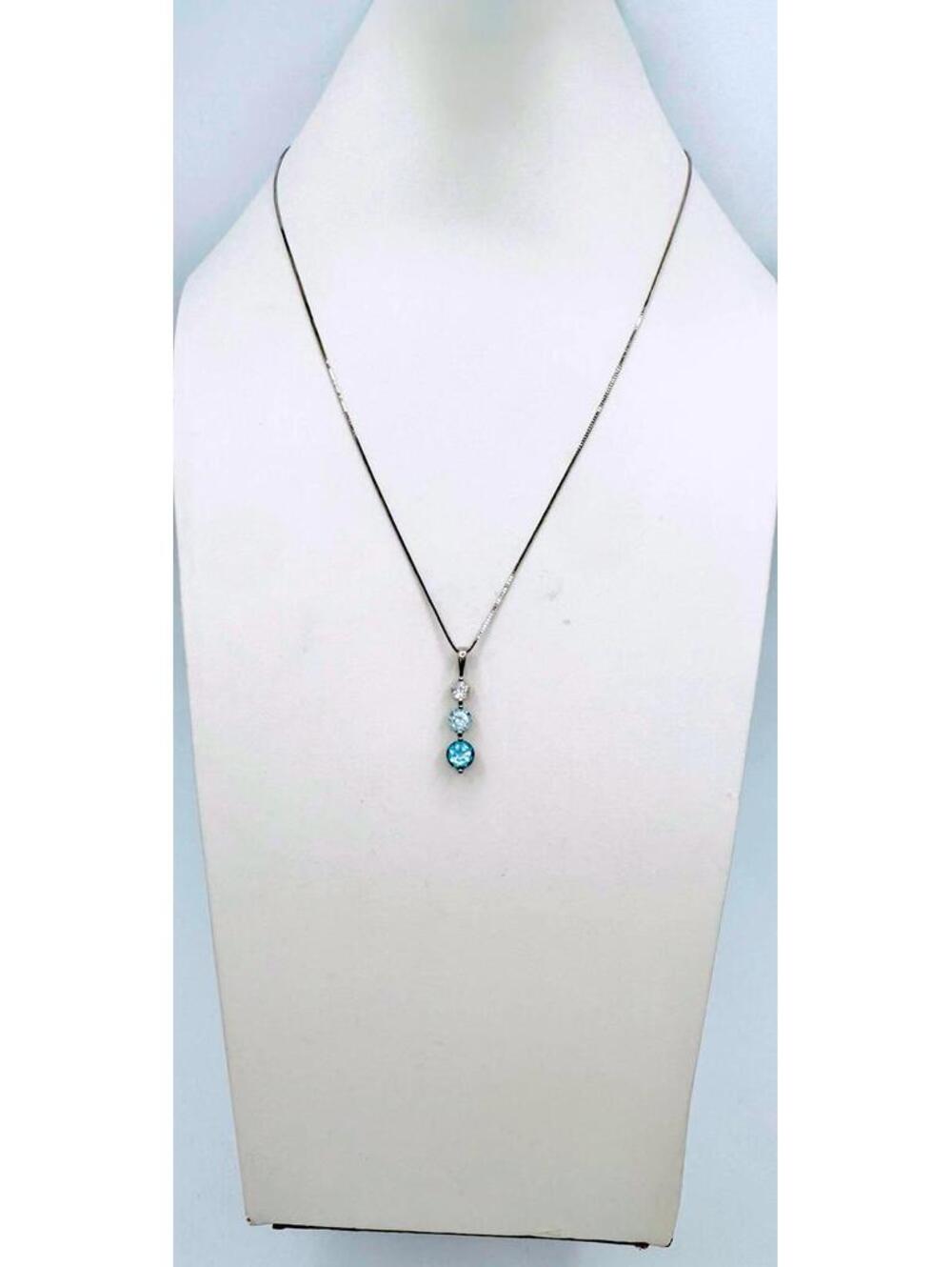 PAJ sterling silver clear and blue crystal pendant necklace